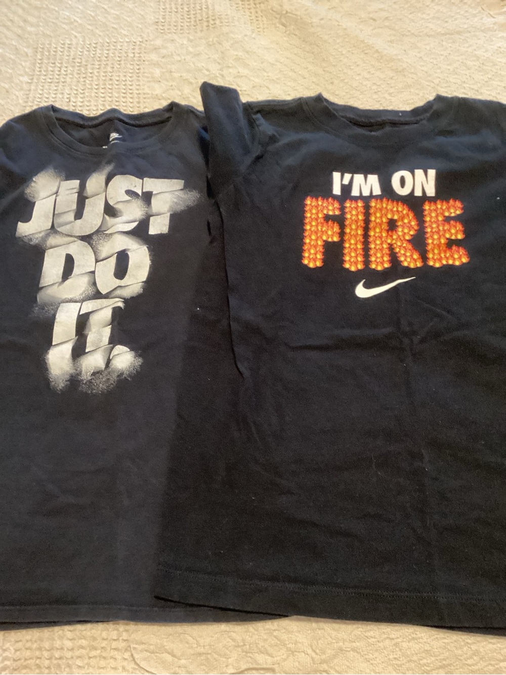 Two Nike Black Graphic Crew Tees
